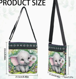 Preview: Diamond Painting 2 Set Schultertaschen Elefant + Panda
